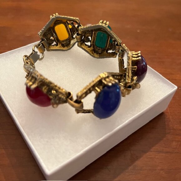 Vintage Gold-tone Multi-stone Bracelet - Picture 8 of 13